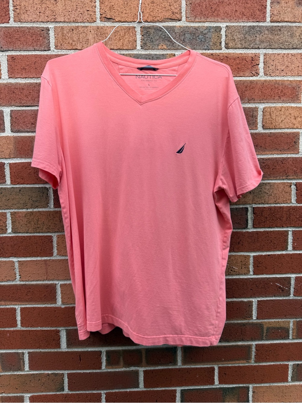 Nautica Performance Tee Coral V-Neck T-Shirt Men’s Size Large